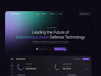 Sentinel - blockchain technology blockchain crypto cyber cybersecurity design landing landing page security startup token ui ux web 3 web design webdesign