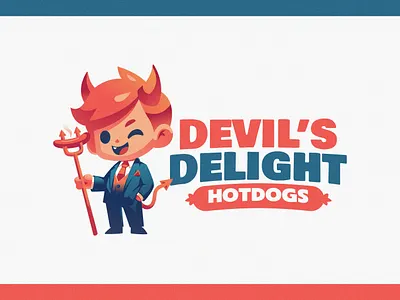 DEVILS DELIGHT HOTDOGS 👿🌭 animation bold branding character design design flat food food logo food truck fun illustration logo logo design mascot