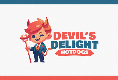 DEVILS DELIGHT HOTDOGS 👿🌭 animation bold branding character design design flat food food logo food truck fun illustration logo logo design mascot