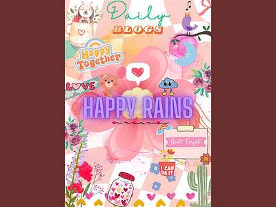 Happy Rains 🌧️ air branding breeze clouds design graphic design illustration logo monsoon pamphlet poster rains typography ui weather wind