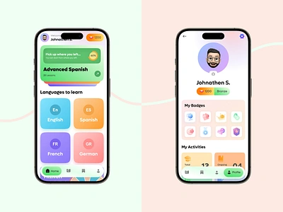 Edlino - Gamify Language Learning App android app app design badges brand identity education app edutech elearning gamification gamified interactive design interface ios app language app language learning language learning app ui