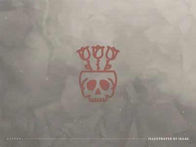 Eternal badge design illustration illustrator linework minimal monoline roses skull vector