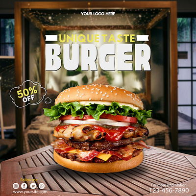 Social media post design adobe photoshop banner branding buregers burger design graphic design illustration instagram post post poster poster design restaurant social media post