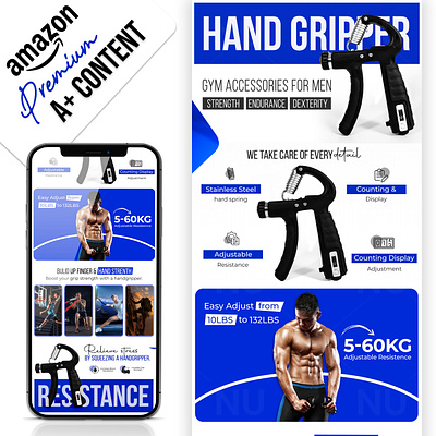 Premium Hand Gripper || Amazon A+ Content a content amazon amazon a content amazon infographics amazon product branding enhance brand content graphic design image editing
