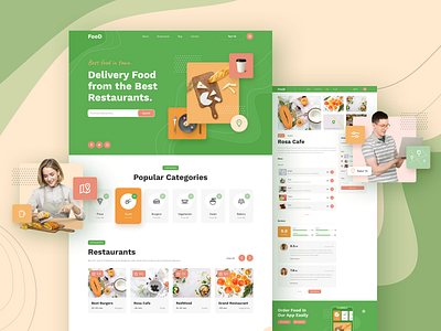 "Food Delivery Service Website Design" app branding design graphic design illustration logo typography ui ux vector