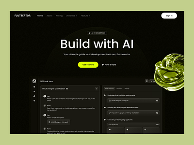 AI Website Design for Education ai ai classroom tools ai education ai education website ai in online education ai powered learning platforms ai website artificial intelligence education educational ai software eps fluttertop hero section machine learning minimal online school platform ps web webdesign