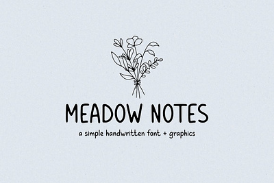 Meadow Notes - Handwritten Font line art line art flower meadow flowers meadow herbs romantic clipart romantic font valentine clipart valentines day wildflower