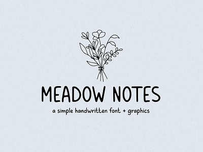 Meadow Notes - Handwritten Font line art line art flower meadow flowers meadow herbs romantic clipart romantic font valentine clipart valentines day wildflower