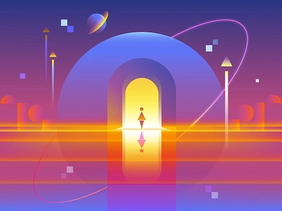 Geometric Retrowave Universe Dream abstract branding colorful colors design doorway dream dribbbleweeklywarmup entrance gate geometric gradient illustration planet retrowave space synthwave universe vector weeklywarmup