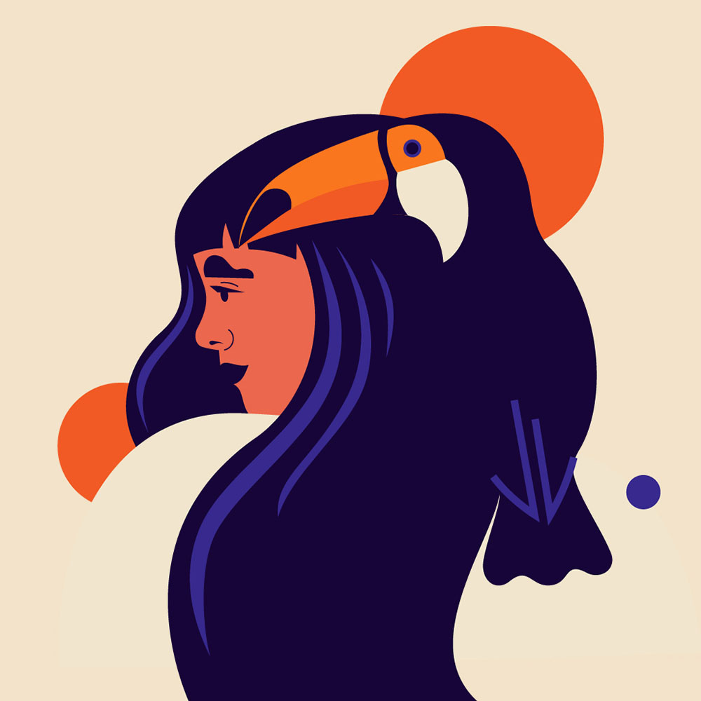 Toucan art artwork bird branding character design design face fashion graphic design illustration natue poster profile touca ui vector wildlife woman