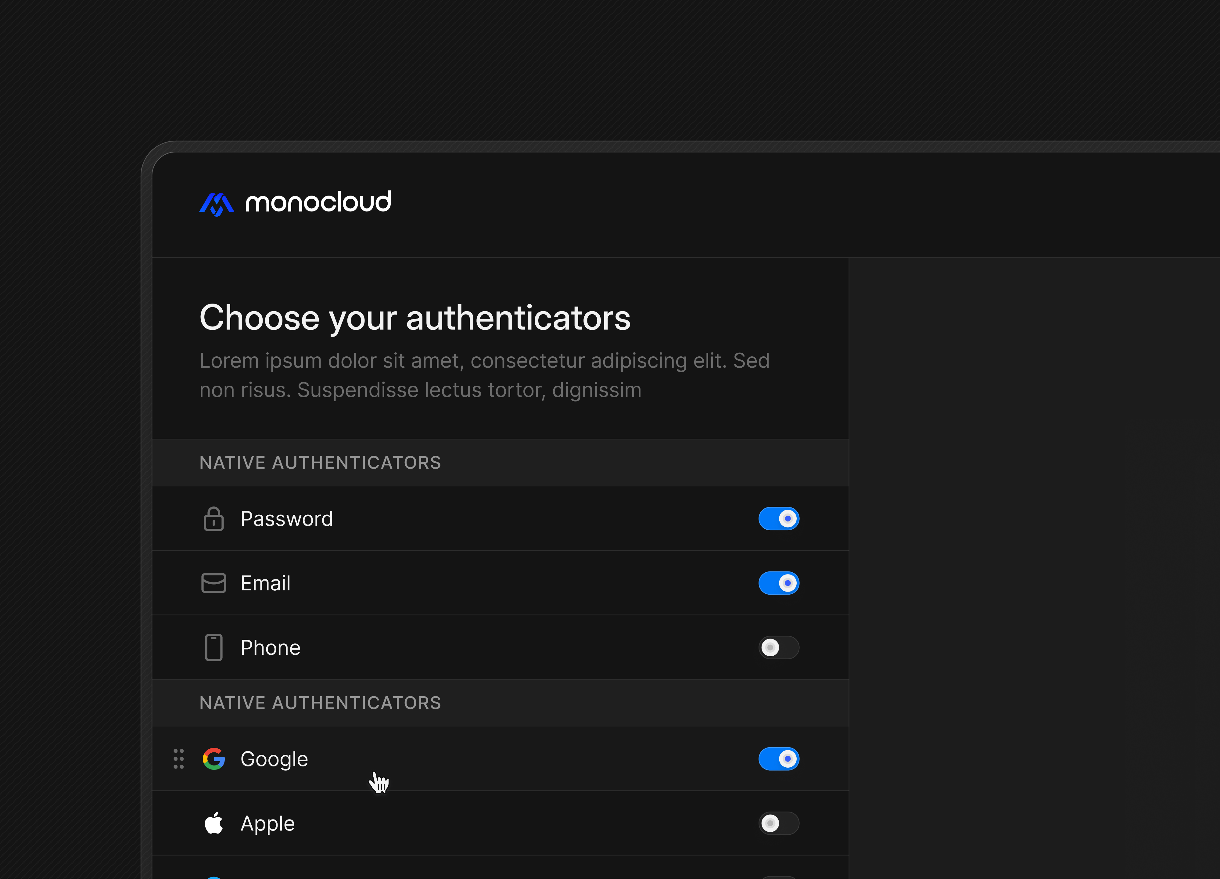 Authenticator Screen ✨ apple auth authenticator dark mode google login privacy signin signup switch toggle