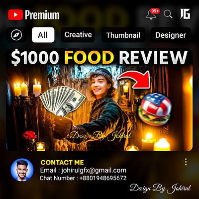 Food Review thumbnail Design attactivethumbnail clickbaitthumbnail creaivedesignerforyoutube creativethumbnail creativethumbnaildesigner ctrtincrease designerjohirul eyecatchingthumbnail graphicdesign jahirulgfs jahirulgfx johirulgfx logo moderndesginer moderndesign modernthumbnail motion graphics socailmediadesign thumbnaildesign youtubethumbnail