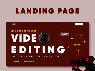 Saas Landing Page - Video Editing course cohort course design figma hero section home home page landing landing page minimalist modernui prototype saas saaslandingpage ui user experience user interface ux videoeditng webdesign website