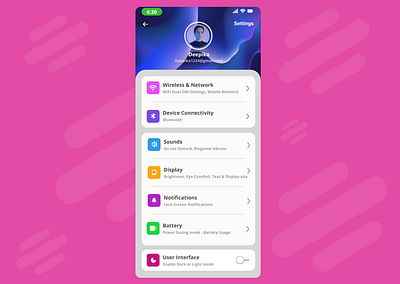 ⚙️ Settings Screen Design for Mobile App graphic design mobile design profile page design ui ux ux design