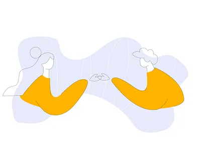 Connect with each other character design illustration yellow