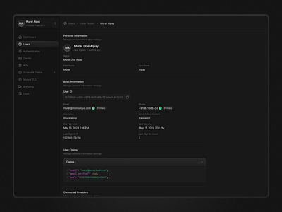 User Details Screen ✨ code code snippet dark mode dark ui details dev tools profile profile settings settings