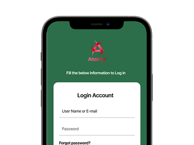 Mobile app log in page