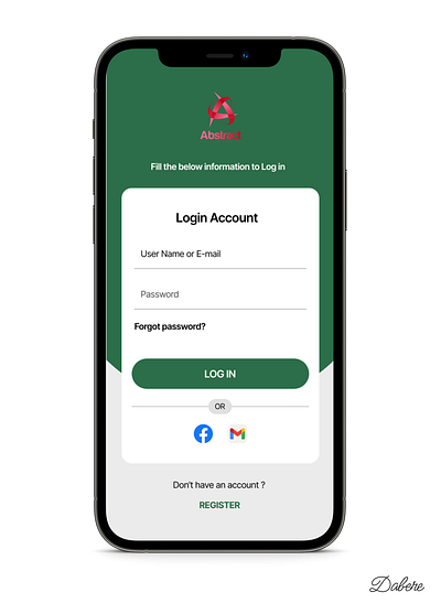 Mobile app log in page