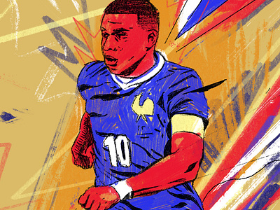 Fastest character football football illustrated football illustration france football french illustration illustrator mbappe people portrait portrait illustration procreate soccer soccer illustration