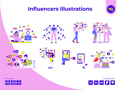 Influencers Vector Illustration character character illustration graphic design illustration influenser onboarding ui ui illustration vector web web illustration