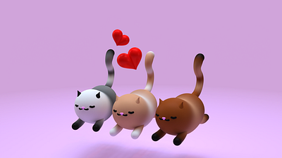 3D Cats 3d 3dart 3dcat 3dcharacter 3ddesign 3dmodel animation cats design digitalart graphic design hobby illustration ui