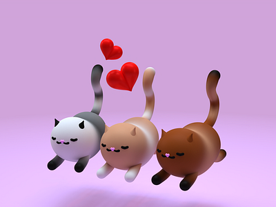 3D Cats 3d 3dart 3dcat 3dcharacter 3ddesign 3dmodel animation cats design digitalart graphic design hobby illustration ui