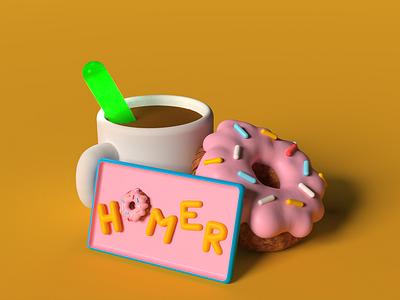 The Simpsons - Homer's Business Card 3d 3dart 3ddesign 3dmodel businesscard coffee design digitalart donut homersimpson illustration thesimpsons ui womp3d