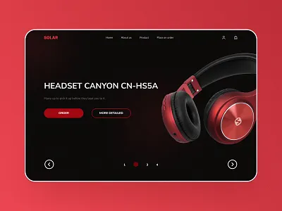 SOLAR | Landing page | 01 beautiful background concept design design concept headphones landing page red ui ux web design