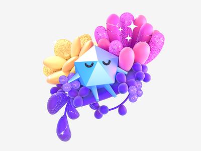 Sleep 3d c4d character cute glitter gradient illustration octane pastels sleep stars