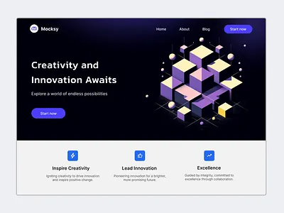 Mocksy - Software Agency Website desktop isometric landingpage tech ui ui design uxui uxui design website