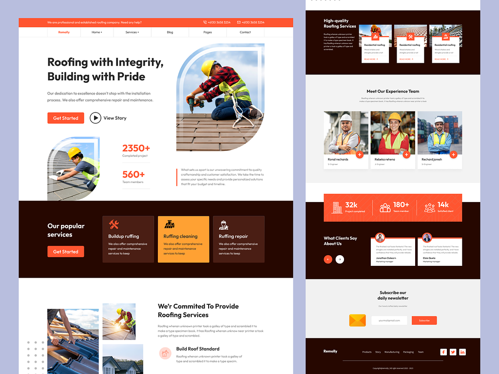 Example of Website Design For Roofing Contractors