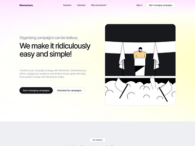 A campaign management landing page design illustration typography ui ux