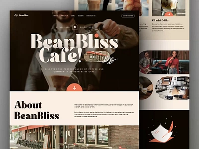 BeanBliss - Web Design Animate Version americano cafe classic clean coffee coffee shop coffee website cold brew design espresso landing page machiato service ui ux web web design web ui website website design