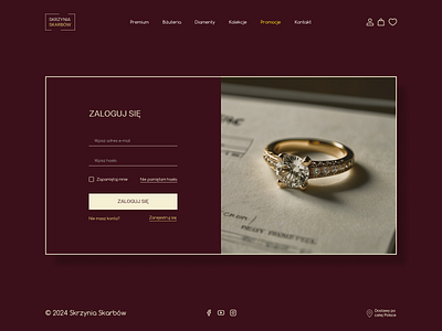 Loggin in form for the jewelry website graphic design jewelry logging in ui web design website