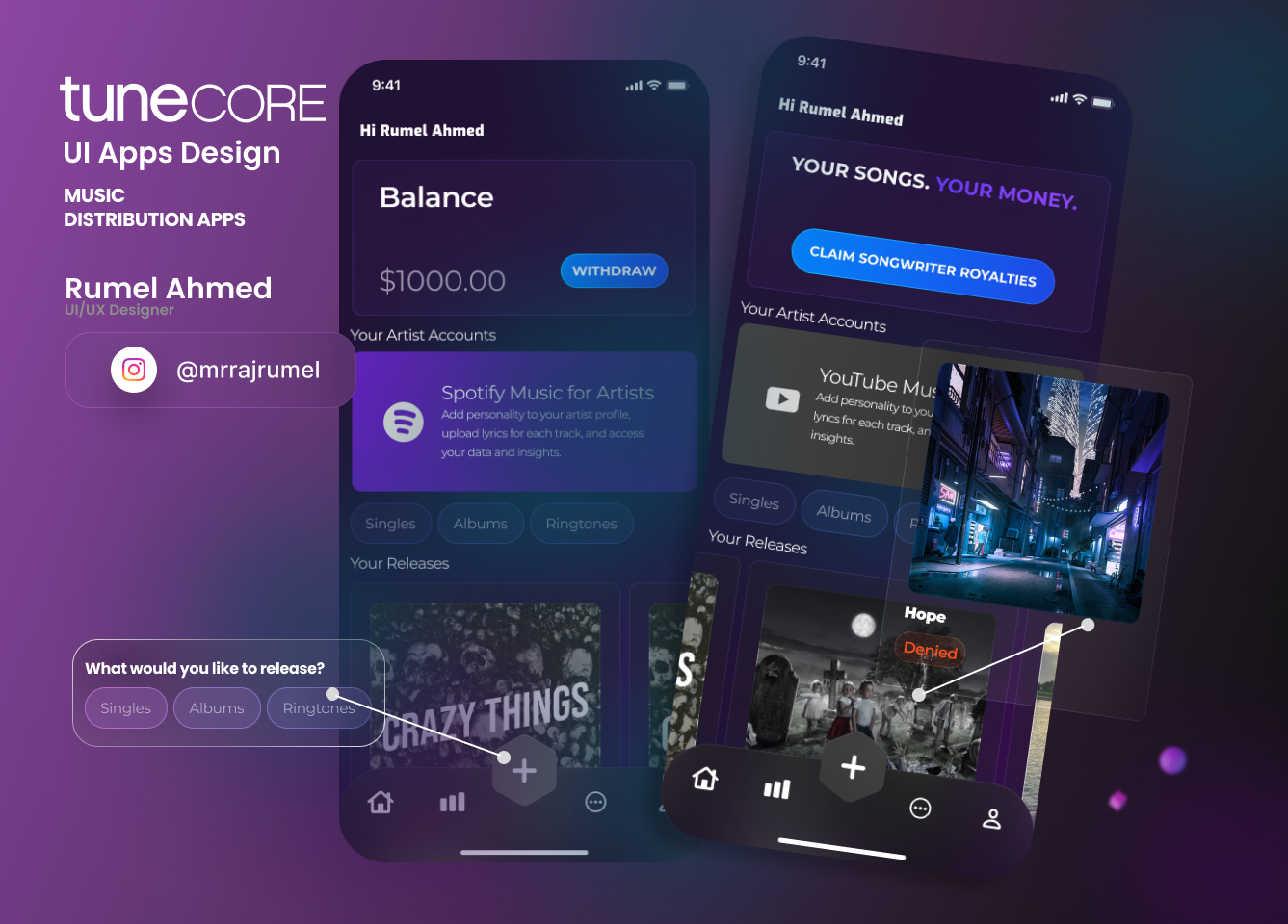 TuneCore Mobile App UI/UX Redesign Concept interaction design ui ux