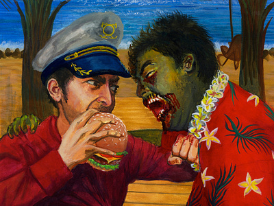 Cheeseburger In Paradise : Songs as Book Covers art artwork book book art book artwork book cover book illustration cheeseburger commission freelance gouache illustration illustrator music music art paint painting songs watercolor zombie