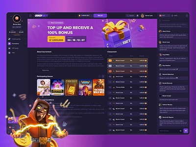 CrazyBet - Promotions and Tournaments betting blockchain bonus casino casino game casino games crypto crypto casino gambling game gaming gift igaming illustration online casino promotion tournament