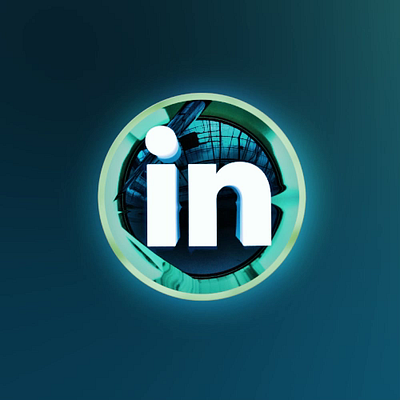 linkedin icon animation 3d animation blue glowing icon linkedin logo motion graphics spinning ui