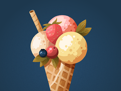 Ice Cream adobe illustrator berry design food ice cream illustration mood photoshop strawberry summer summer illustration tasty yummy
