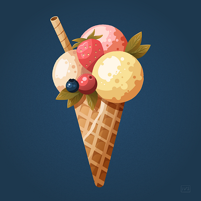 Ice Cream adobe illustrator berry design food ice cream illustration mood photoshop strawberry summer summer illustration tasty yummy