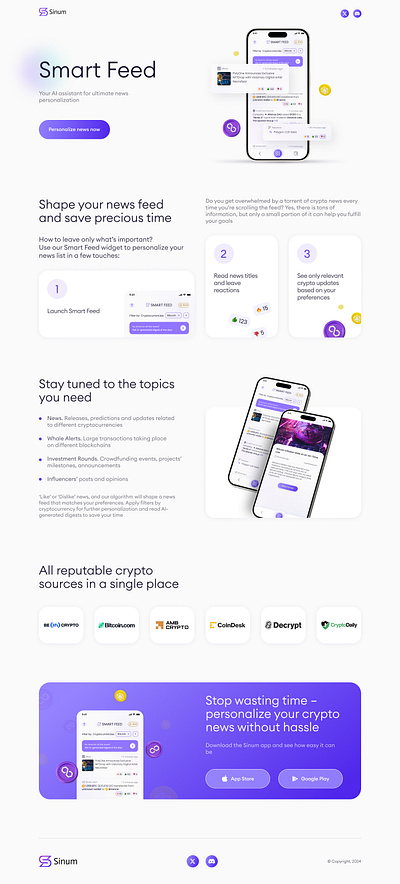 Landing page for app Sinum figma landing page ui ux web design