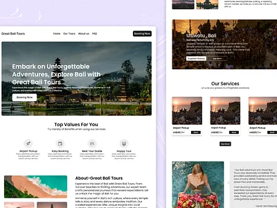 Great Bali Tours - Landing Page - Company Profile - UIUX company profile design graphic design landing page simple tours travel ui uiux user interface ux web design website