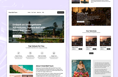 Great Bali Tours - Landing Page - Company Profile - UIUX company profile design graphic design landing page simple tours travel ui uiux user interface ux web design website