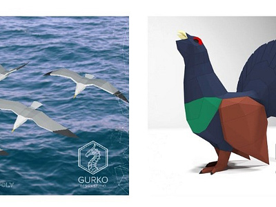 PAPERCRAFT BIRDS 3d 3d origami 3ds max birds papercraft craft design diy origami gurko illustration lowpoly paper art paper sculpture papercraft pepakura