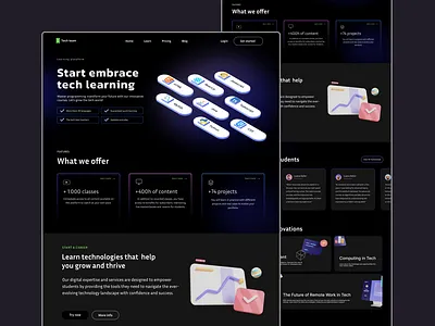 Tech Team - Education Website design desktop landing page mobile design tech ui design ux design uxui