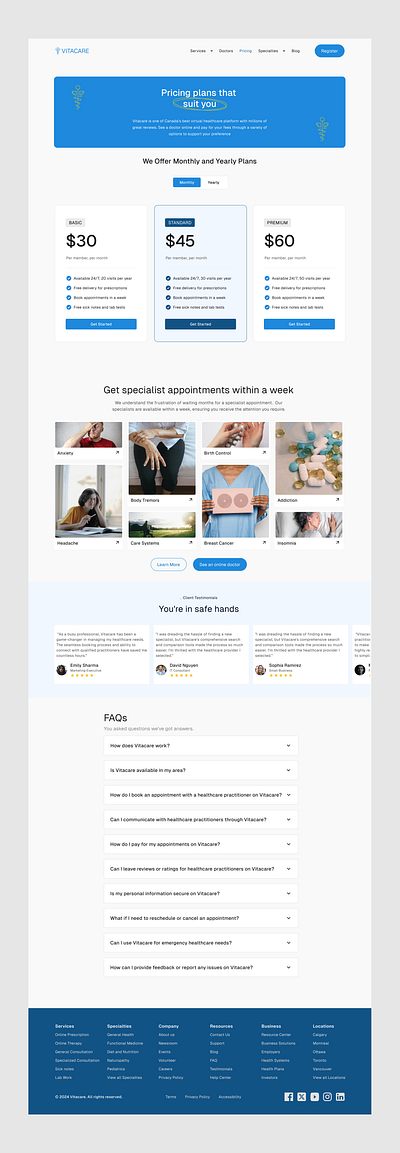 Vitacare - Healthcare App Design - Pricing page app healthcare pricing ui ux visualdesign webapp website