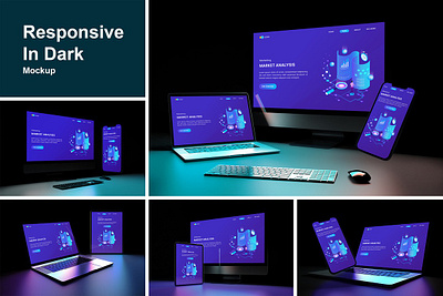 Responsive In Dark Mockup 12 iphone 12 pro max showcase studio ui ux web design web site website
