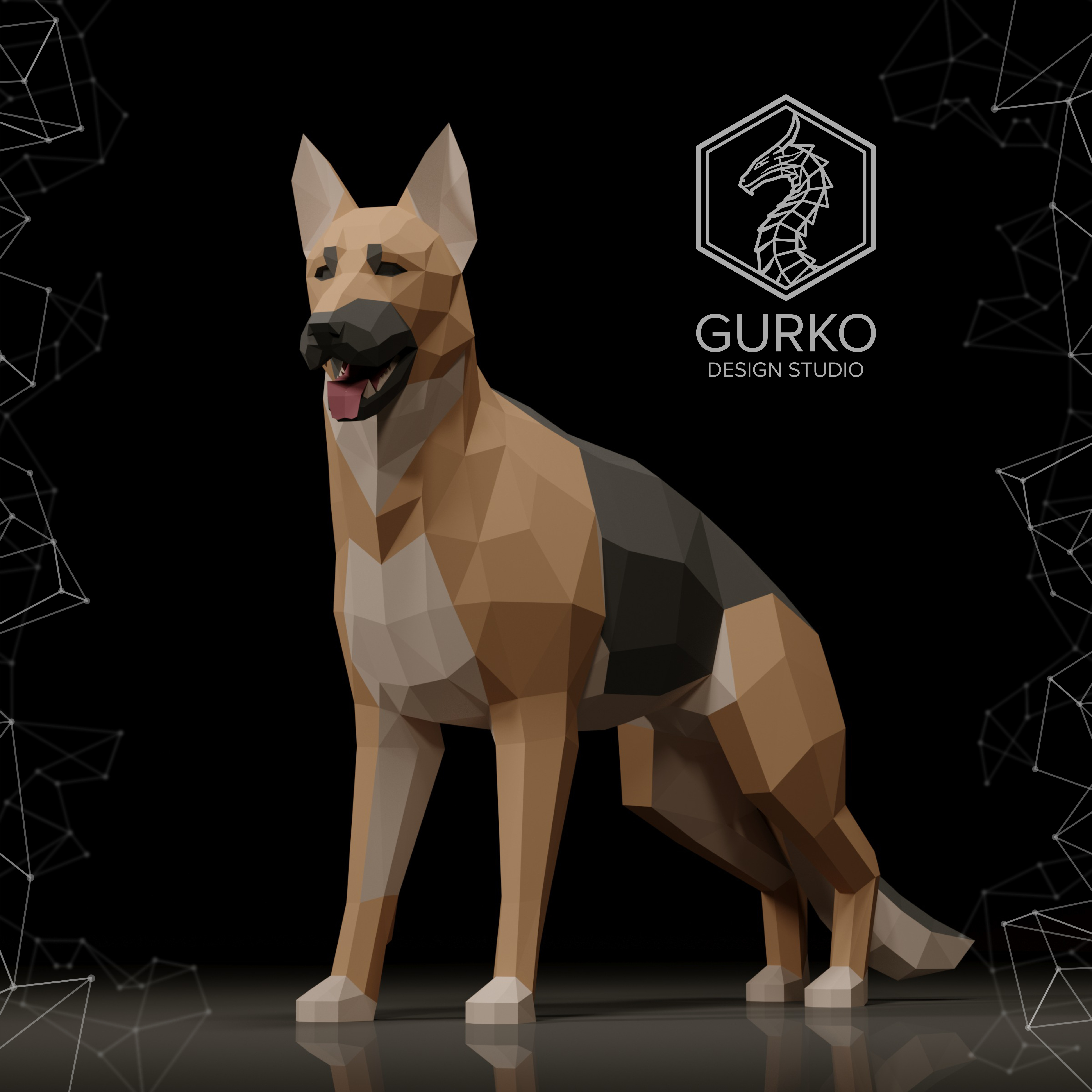 PAPERCRAFT DOGS 3d 3ds max craft design diy origami dog papercraft illustration low poly dog lowpoly papercraft pepakura