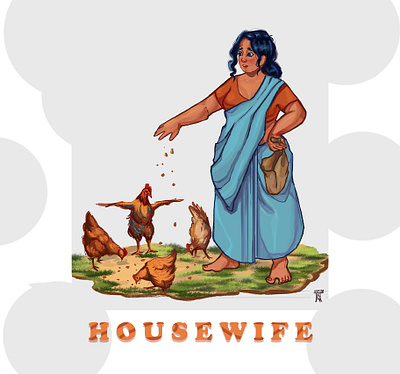 A rural House Wife 2d character char character design character illustration children book comic book design drawing gaming graphic design illustration th typography