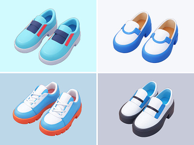 Cute Shoe Cartoon Illustration 3d cartoon cute design fashion foot footwear icon illustration pastel rendering shoe sneakers walking
